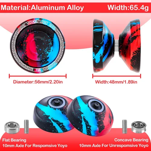 Miniatura 4 de YOYOSTUDIO Yoyos de Doble Propósito Paquete de 2, Yoyo de Metal T16 y Yo Yo de Plástico P1 Blanco Cristal Responsivo Yo Yo para Niños Adultos