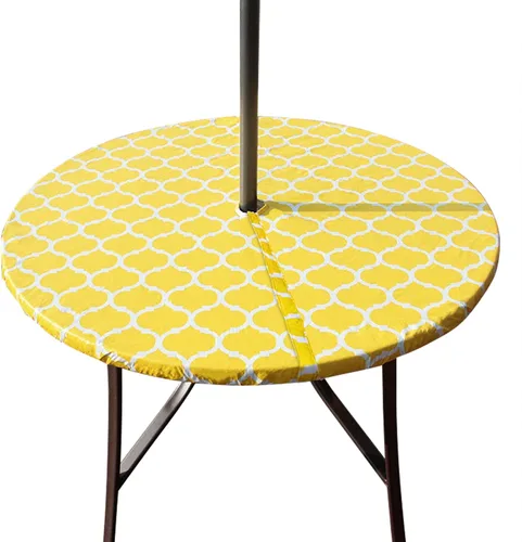 Miniatura 29 de Hipinger Vinyl Round Fitted Tablecloth with Zipper and Umbrella Hole, Outdoor Oil Waterproof Stain Resisteant PVC Table Cover 40-44 Inch, Black