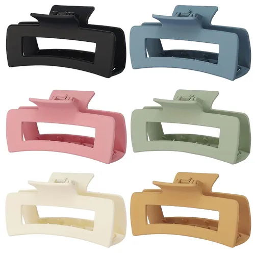 Miniatura 20 de Sisiaipu Pinzas de pelo grandes de 4 pulgadas, 6 piezas de garra grande para cabello grueso, pinzas cuadradas para el cabello para mujeres, pinzas