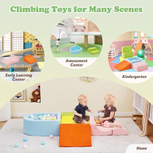 Miniatura 7 de QUCHI Juguetes de escalada de 5 piezas para niños pequeños, juguetes de escalada para niños pequeños en interiores con piscina de bolas de espuma