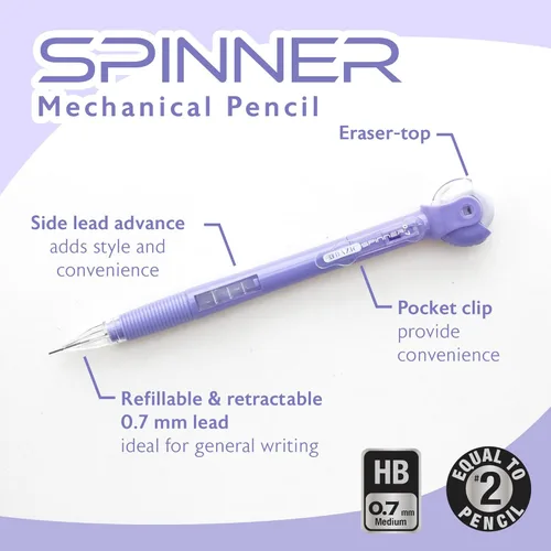 Miniatura 3 de BAZIC PRODUCTS Lápices mecánicos de 0.028 in, plomo HB, 3 unidades, para pruebas de oficina escolar