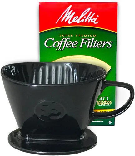 Simply Charmed Cafetera de cerámica para verter sobre una sola taza con filtros Melitta (negro) 8-16 oz dependiendo de la cantidad de agua/suelo que
