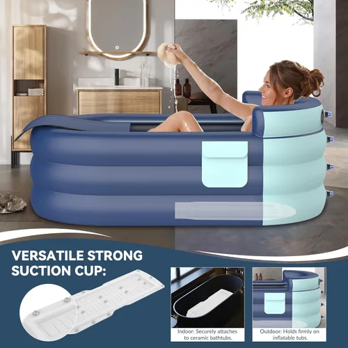 Miniatura 3 de Bañera inflable y alfombrilla de spa de burbujas - Bañera de hidromasaje portátil para adultos, equipada con una alfombrilla de burbujas