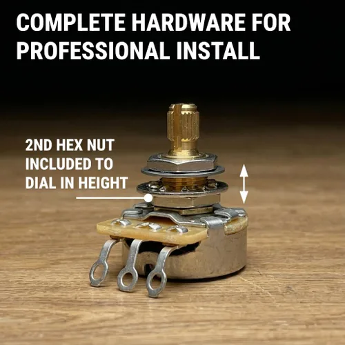Miniatura 7 de Potenciómetro CTS 500k para guitarra - Eje dividido corto personalizado, cono de audio, 10% de tolerancia (4x)