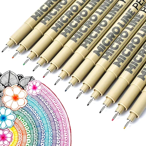 Miniatura 11 de KERIFI Micro-Pen - Bolígrafos de tinta fineliner, paquete de 12 bolígrafos de dibujo de punta fina, impermeables, tinta de archivo, multiliner