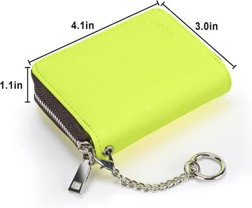 Miniatura 5 de Mayski - Cartera para tarjetas de crédito con cremallera para mujeres, tarjetero pequeño de acordeón, llavero, tarjetero para tarjetas de Manzana