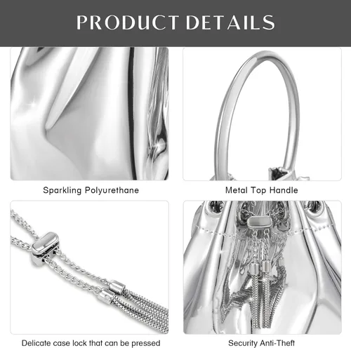 Miniatura 3 de SWEETV Bolso de noche con lentejuelas brillantes para mujer, con diamantes de imitación, para uso formal, boda, cóctel, graduación, fiesta, club