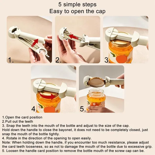 Miniatura 5 de Tornillo de tapa ajustable de acero inoxidable, abrebotellas retráctil multifuncional, abrelatas magnético, herramienta de cocina múltiple