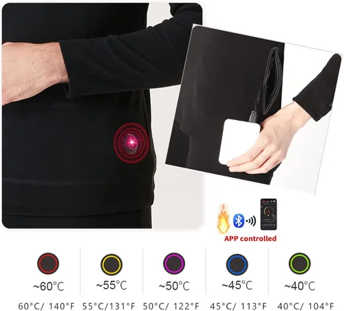 Miniatura 5 de Camisetas térmicas de manga larga con control inteligente, ropa interior térmica con pilas, ropa interior térmica para hombres