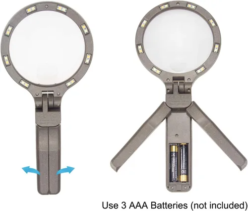 Miniatura 6 de HONWELL Lupa con luz – 3 x 5 aumentos, 3 modos 16 LED, funciona con pilas para leer, inspección, monedas, pasatiempos