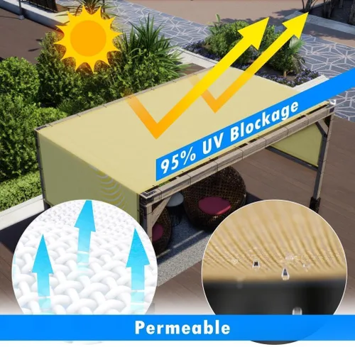 Miniatura 5 de Amgo Toldo de pérgola gris de 8 pies de ancho x 12 pies de largo, cubierta superior UPF50+, parasol de grado comercial de 260 GSM para patio al aire