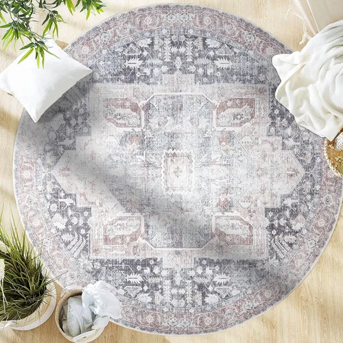 Miniatura 46 de GLN Rugs Bohemian Collection - Alfombra de felpilla lavable a máquina, bohemio vintage, antideslizante, alfombra de felpilla de pelo bajo, alfombra