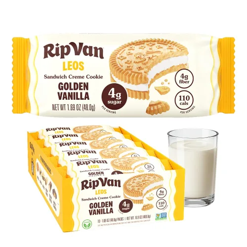 Miniatura 8 de Rip Van LEOs - Galletas de sándwich de galletas y crema, aperitivo bajo en azúcar y bajo en carbohidratos, aperitivos para diabéticos y veganos, 32