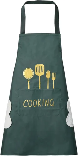 Miniatura 19 de DILLMAN Delantal de cocina para mujer con bolsillos para limpiar las manos, bolsillo grande, limpieza a mano, impermeable para cocinar y hornear