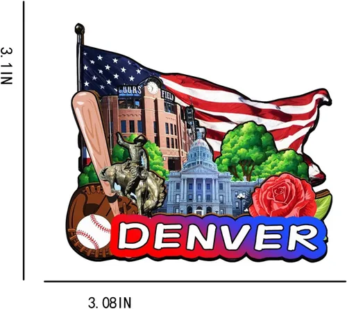 Miniatura 3 de Imán de madera para nevera de Denver Colorado, Estados Unidos, monumentos 3D, recuerdos coleccionables, decoración hecha a mano -1227