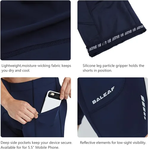 Miniatura 4 de BALEAF Pantalones cortos de ciclismo acolchados para hombre, mallas de ciclismo de carretera MTB accesorios bolsillos UPF 50+