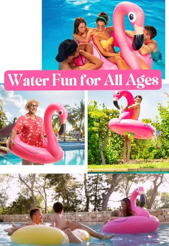 Miniatura 6 de GiftExpress Flotador inflable de flamenco de 48 pulgadas, juguetes de fiesta de natación, divertidos flotadores de playa, tumbona Lilo de verano
