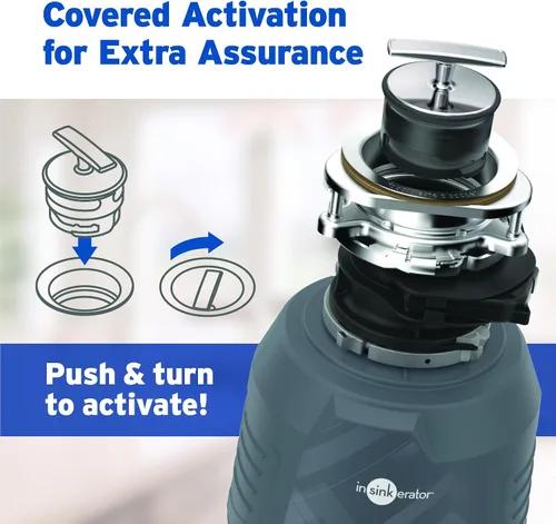 Miniatura 5 de InSinkErator Evolution Cover Control 3/4 HP Triturador de basura, Serie Avanzada EZ Connect Triturador de desperdicios de alimentos de alimentación