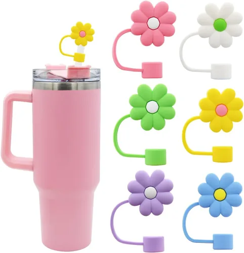 Stanley - Tapa para pajilla, compatible con vaso de 30 y 40 onzas, puntas de popote reutilizables, perfecto para regalos 6pcs Chrysanthemums
