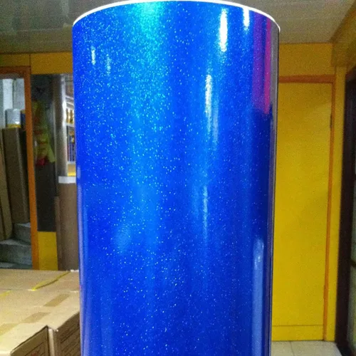 Miniatura 3 de Lámina de vinilo de alta calidad con purpurina brillante para automóvil, con burbujas libres de aire, calcomanía de vinilo para automóvil, color Azul