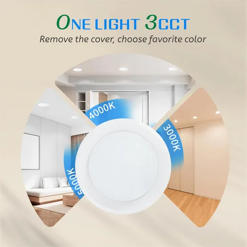 Miniatura 3 de ECOELER Luz de Disco LED de 6 Pulgadas, Luminaria de Techo 3000K/4000K/5000K Seleccionable, 16.5W 1000Lm, Luz de Techo de Montaje al Ras de Perfil