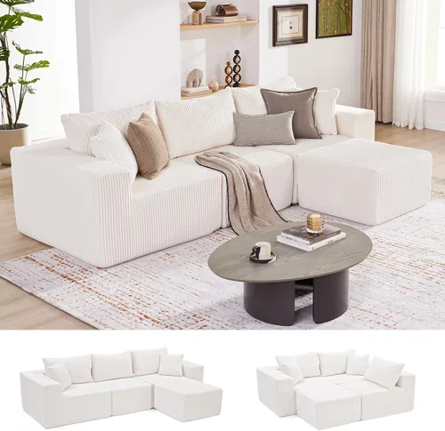 Miniatura 33 de Sofá modular de 108 pulgadas, sofá modular de nube con asiento profundo, moderno sofá modular en forma de L con diván, sofás tapizados sin hueso