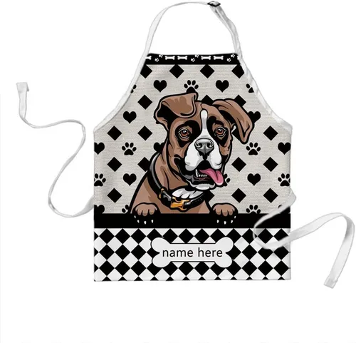 Miniatura 18 de Delantal lindo de lunares de perro personalizado Peeking Dog Boxer, Boxer-2