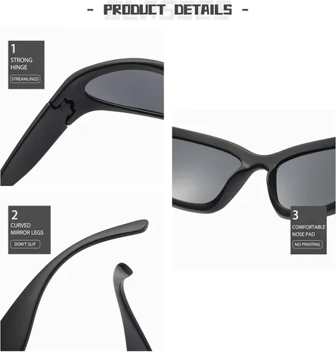 Miniatura 6 de PAMIX Gafas de sol envolventes a la moda para mujeres y hombres deportes vintage retro de los años 90 geniales tonos de los años 2000