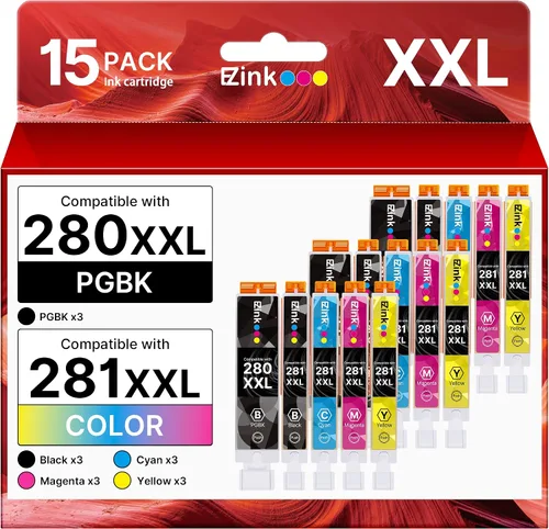 Paquete de 15 cartuchos de tinta 280XXL 281XXL de repuesto para cartuchos de tinta Canon 281 280 281 XXL para usar con cartuchos de tinta Canon