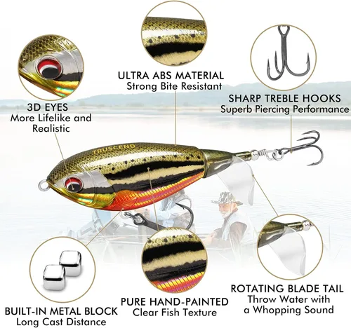 Miniatura 2 de TRUSCEND PoPobait con ganchos BKK, señuelos de pesca para lubina, lucio, lucio, perca almizclada, señuelo flotante para agua dulce o salada