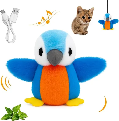 Juguete interactivo de pingüino para gatos, juguete recargable con alas aleteadas con hierba gatera, alas de batir automáticas, divertido juguete