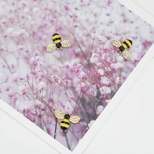 Miniatura 4 de Pistha 40 dijes de abeja esmaltados con diamantes de imitación, adornos de abeja de aleación para proyectos de manualidades, multicolor (amarillo)