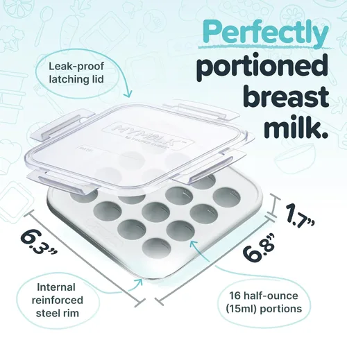 Miniatura 2 de Souper Cubes MyMilk Bandejas de silicona para congelador de leche materna de 1/2 onza, cada bandeja de silicona de grado alimenticio de platino puro