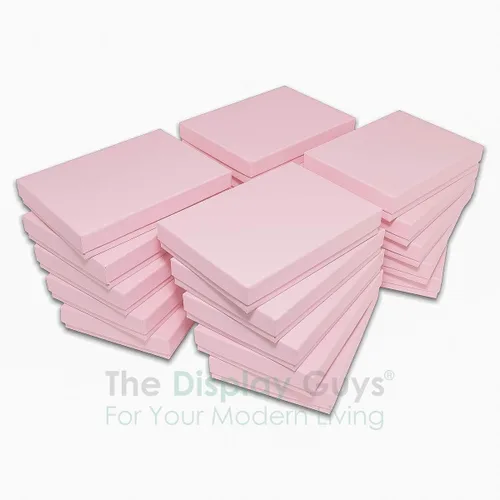 Miniatura 6 de TheDisplayGuys - Paquete de 25 cajas de regalo de cartón kraft #53 con relleno y tapa de algodón, color rosa, (5.4 x 3.9 x 1.0 pulgadas)