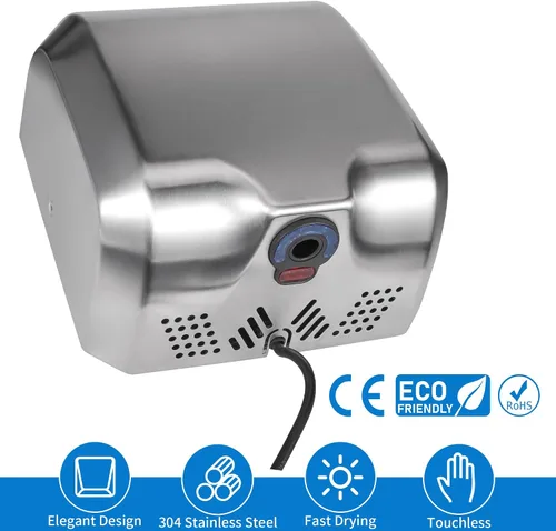 Miniatura 2 de Goetland Secador de manos comercial de acero inoxidable 1800w automático de alta velocidad resistente con pulido mate, paquete de 2