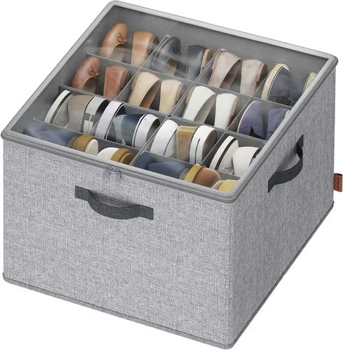 Miniatura 8 de SONGMICS Organizador de zapatos para armario, caja organizadora de zapatos de tela con divisores ajustables, compartimentos de almacenamiento