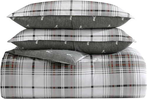 Miniatura 34 de Eddie Bauer - Juego de edredón Queen, ropa de cama reversible a cuadros, elegante y cálida decoración del hogar (gris normandía, Queen)