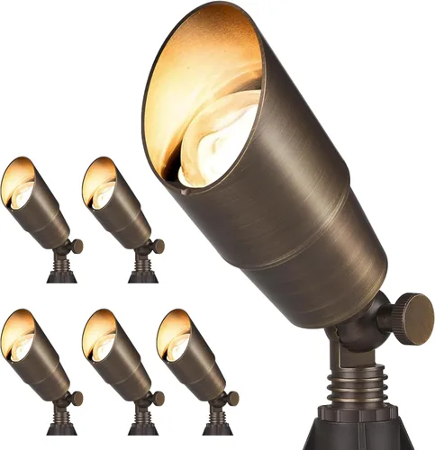 Miniatura 10 de Gardencoin Foco de latón macizo para exteriores, luz LED de bajo voltaje de 12 V, resistente al agua para jardín y patio, lámpara de iluminación