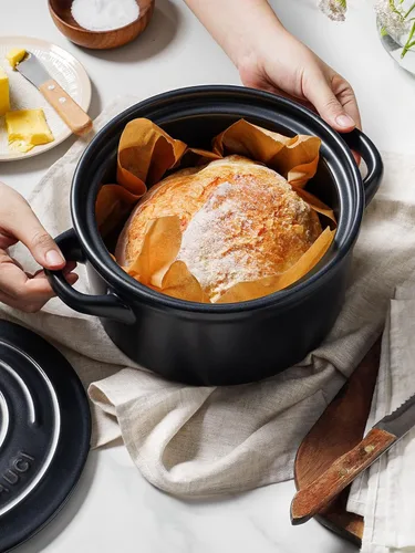 Miniatura 2 de LE TAUCI Horno Holandés de Cerámica de 3 Cuartos - Liviano, No Tóxico, No Necesita Curado - Apto para Horno, Microondas y Lavavajillas, Olla Azul