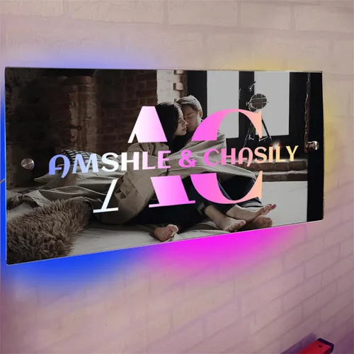 Miniatura 20 de Espejo de barra de nombre LED personalizado, letreros de neón iluminados para decoración de pared para bar en casa, día de San Valentín y regalos