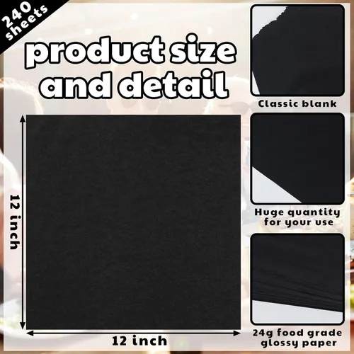 Miniatura 2 de Estune 240 hojas de papel para delicatessen de 12 x 12 pulgadas, hojas de papel sándwich de cera seca, a prueba de aceite, para cestas de alimentos