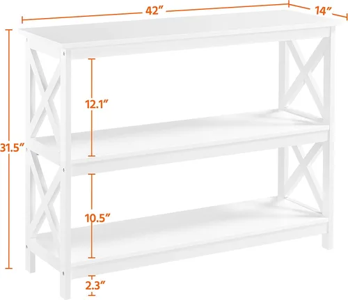 Miniatura 3 de Yaheetech Mesa auxiliar auxiliar de sofá con estante de almacenamiento de 3 niveles para sala de estar, espacio estrecho, color blanco