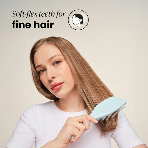 Miniatura 3 de Tangle Teezer Cepillo desenredante fino y frágil, elimina nudos y reduce la rotura, grande y tamaño de viaje, azul y menta