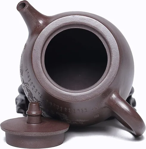 Miniatura 4 de Zisha - Tetera grande de 14.2 onzas, arcilla china genuina Yixing hecha a mano, tetera con filtro, infusor Kung Fu de hojas sueltas, arcilla púrpura