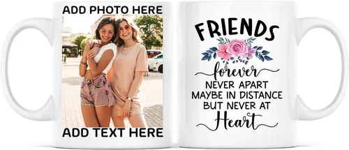 Miniatura 22 de Taza de café con texto en inglés "Because Of You I Laugh", regalo para mujeres, mejores amigas, mejores amigas, tazas personalizadas de amistad