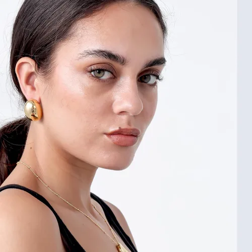Miniatura 7 de KELMALL Chunky Gold Hoop Statement Earrings for Women, Thick 18K Gold Plated Open Hoop Lightweight 925 Sterling Silver Post