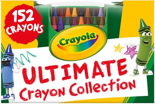 Crayola Ultimate Crayon Box Collection (152 unidades), organizador de crayones para niños a granel, colores clásicos y con brillantina, suministros