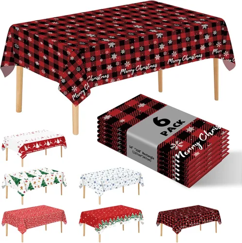 Miniatura 12 de Paquete de 6 manteles de plástico desechables patrióticos de 54 x 108 pulgadas, para fiestas con temática conmemorativa, desechables para mesas de 6