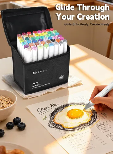 Miniatura 6 de YHC 120 Marcadores de Pincel en Alcohol con Aplicación Gratuita, Marcadores Artísticos de Chen Rui con Puntas Duales para Adultos, Marcadores