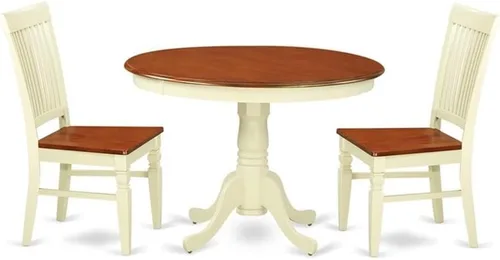 Miniatura 11 de East West Furniture HLWE3-BCH-W Juego de comedor, 3 piezas